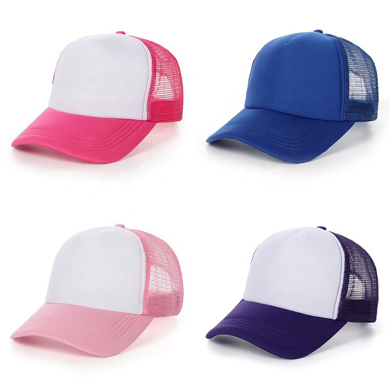 Wholesale Adjustable Plain Trucker Mesh Cap Custom Men Foam Mesh Baseball Cap Foam Plain 5 Panel Trucker Hats Youth