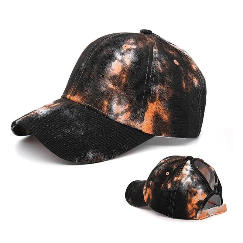 Tie Dye Baseball Cap Ladies High Ponytail Hat