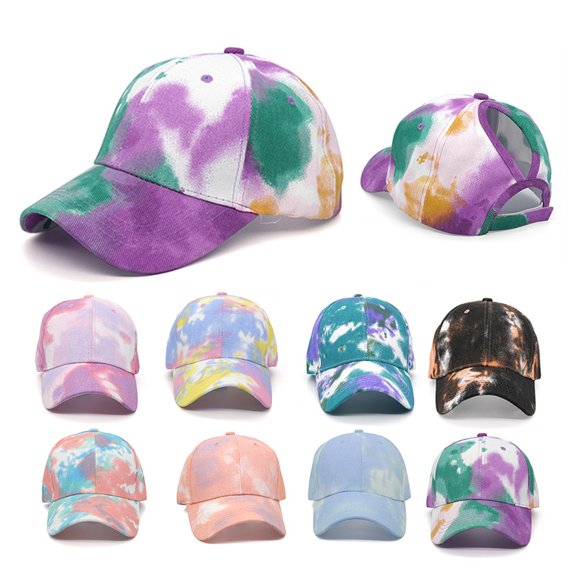 Tie Dye Baseball Cap Ladies High Ponytail Hat