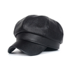 PU Leather 8 Panel Cap Beret Leather Hat