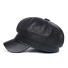 PU Leather 8 Panel Cap Beret Leather Hat