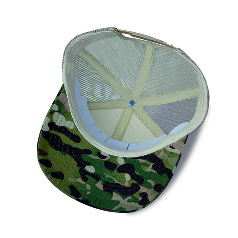 3D embroidery logo + back panel mesh ventilation + windproof snap fastener