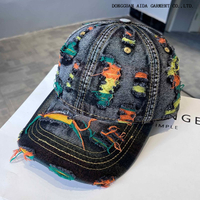 2025 New Colorful Hole-Embossed Washed Denim Baseball Cap - Children's Spring-Autumn Casual Multi-Functional Sun Hat for Men, Trendy Style