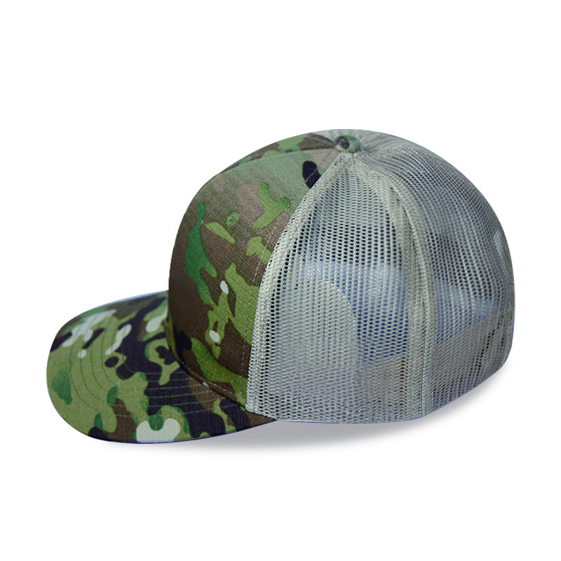 3D embroidery logo + back panel mesh ventilation + windproof snap fastener