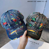 2025 New Colorful Hole-Embossed Washed Denim Baseball Cap - Children's Spring-Autumn Casual Multi-Functional Sun Hat for Men, Trendy Style