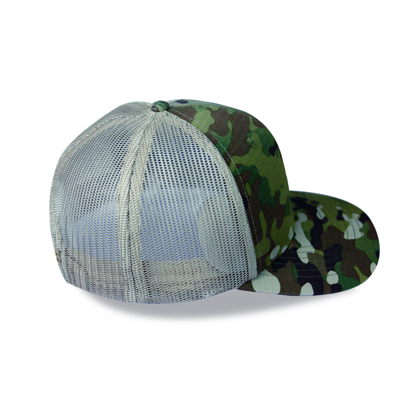 3D embroidery logo + back panel mesh ventilation + windproof snap fastener