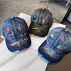2025 New Colorful Hole-Embossed Washed Denim Baseball Cap - Children's Spring-Autumn Casual Multi-Functional Sun Hat for Men, Trendy Style