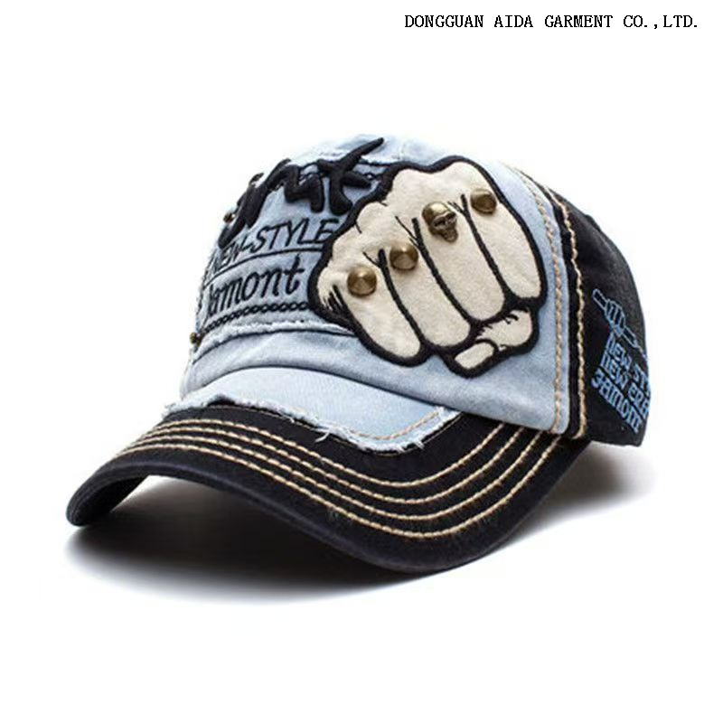 Big headband hat, men's cowboy-style distressed baseball cap, large-sized Korean-style trendy baseball cap, outdoor sun protection hat, women's spring/autumn style