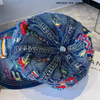 2025 New Colorful Hole-Embossed Washed Denim Baseball Cap - Children's Spring-Autumn Casual Multi-Functional Sun Hat for Men, Trendy Style