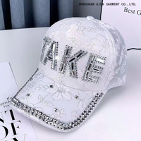 Korean-style glittery TAKE baseball cap for women, summer lace beanie, fashionable and versatile sun hat