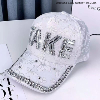 Korean-style glittery TAKE baseball cap for women, summer lace beanie, fashionable and versatile sun hat