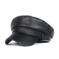 PU Leather 8 Panel Cap Beret Leather Hat